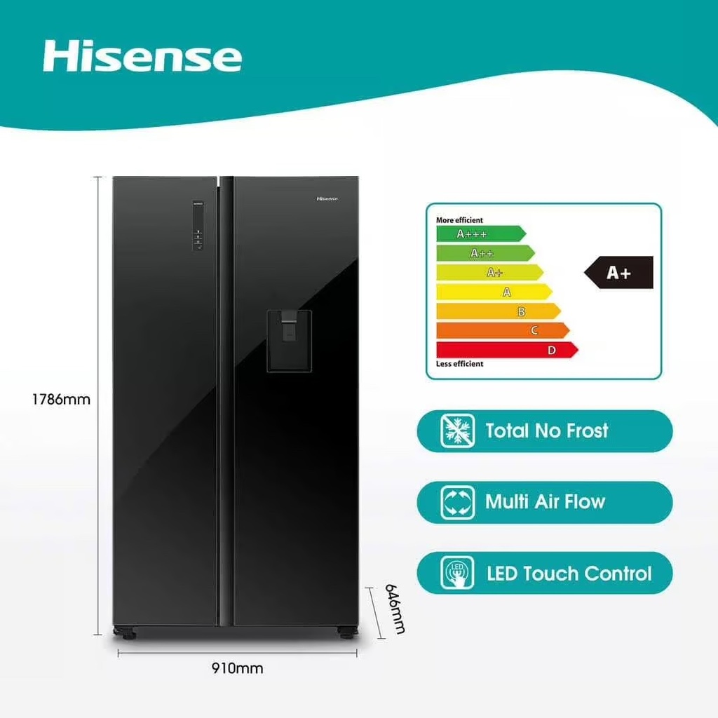 Hisense SBS Refrigerator H670SMIB-WD 516 L