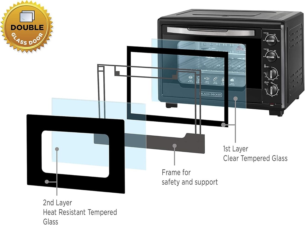 Black and Decker TRO55RDG-B5 55L Toaster Oven with Double Glass and Rotisserie