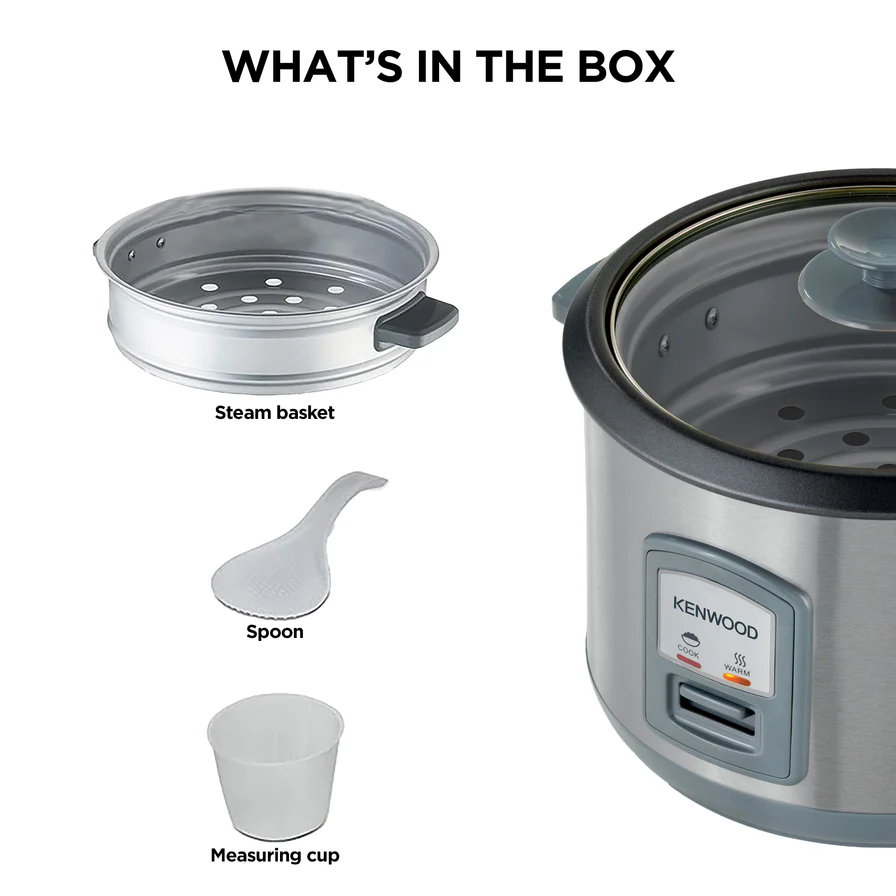 KENWOOD Rice Cooker & Steamer RCM45.000SS, Stainless Steel 1.8L 