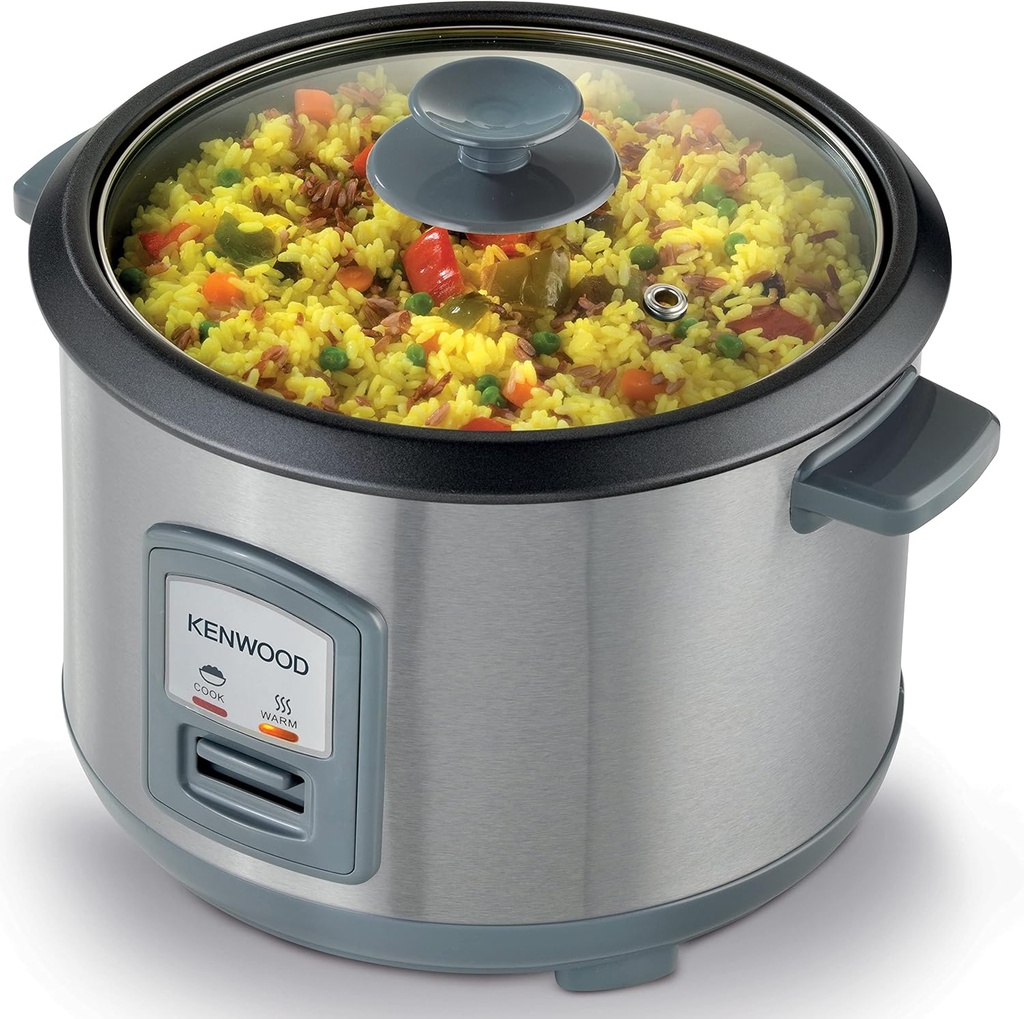 KENWOOD Rice Cooker RCM71.000SS, 2-in-1, 2.8L, Food Steamer, Non-Stick Cooking Pot, Silver