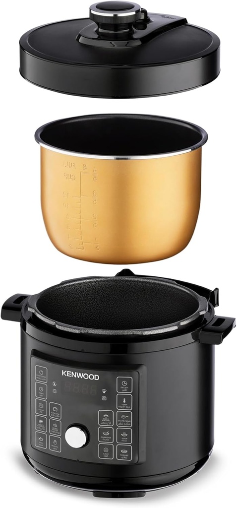 KENWOOD Electric Pressure Cooker PCM95.000BK, 8L Smart Steam Pot 16-in-1 Multifunctional Programmable Multicooker, Black
