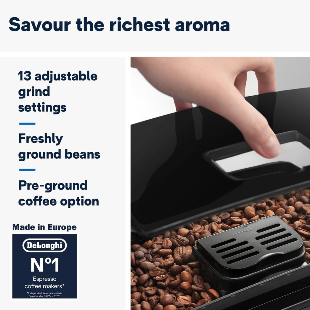 DE'LONGHI ECAM12.121.B Coffee Machine MAGNIFICA S Fully Automatic Bean to Cup, Ideal for Espresso, Americano, Cappuccino, Latte, Macchiato & Many More Coffee Recipes