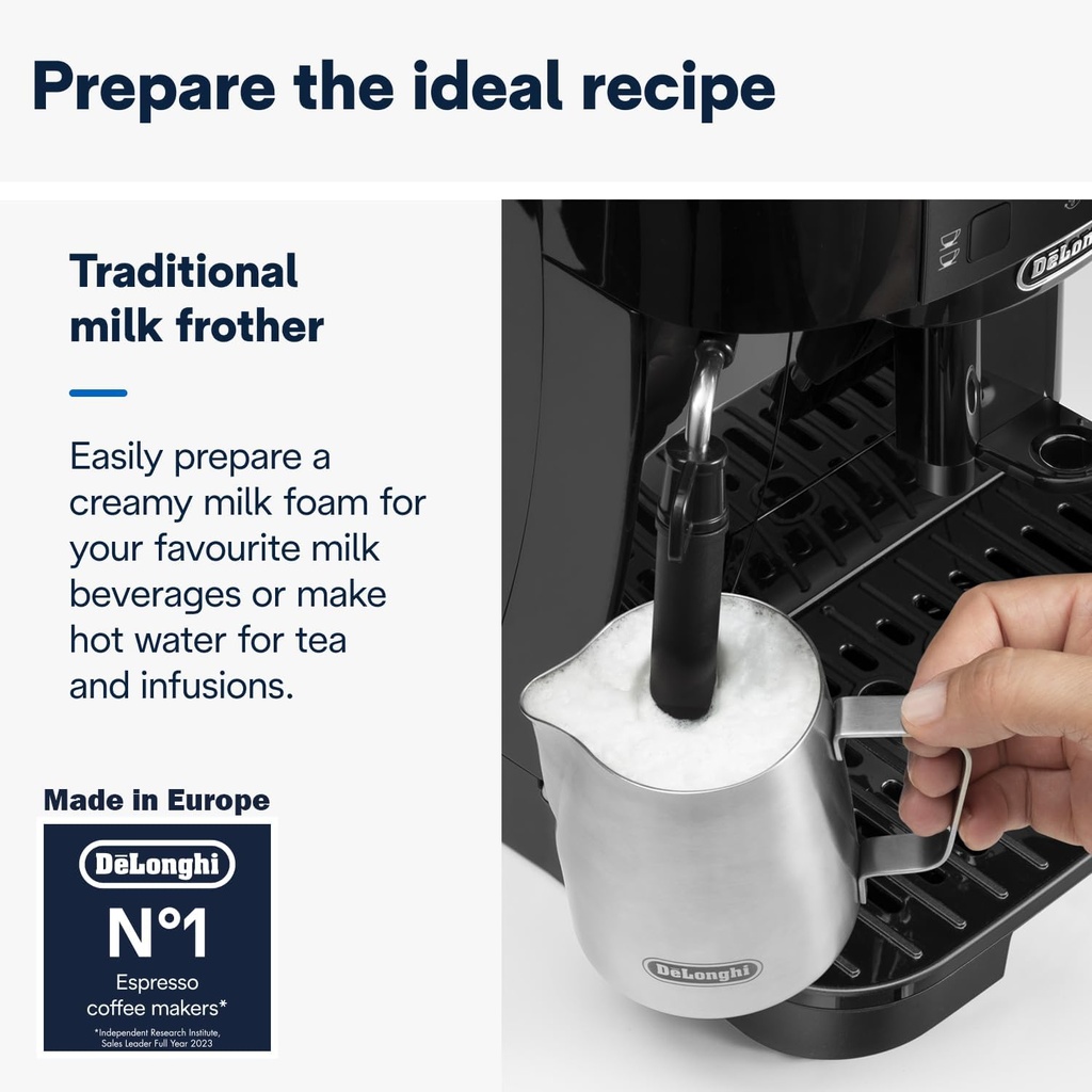 DE'LONGHI ECAM12.121.B Coffee Machine MAGNIFICA S Fully Automatic Bean to Cup, Ideal for Espresso, Americano, Cappuccino, Latte, Macchiato & Many More Coffee Recipes