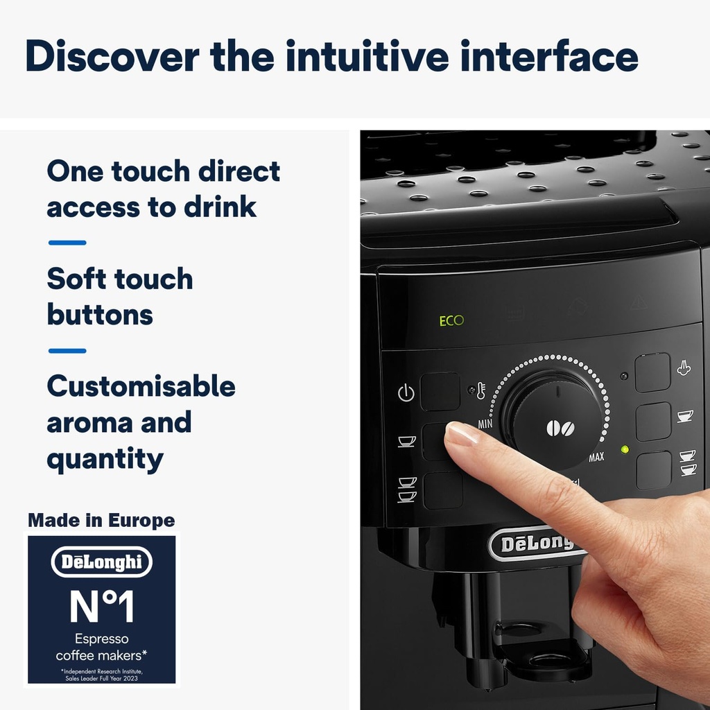 DE'LONGHI ECAM12.121.B Coffee Machine MAGNIFICA S Fully Automatic Bean to Cup, Ideal for Espresso, Americano, Cappuccino, Latte, Macchiato & Many More Coffee Recipes