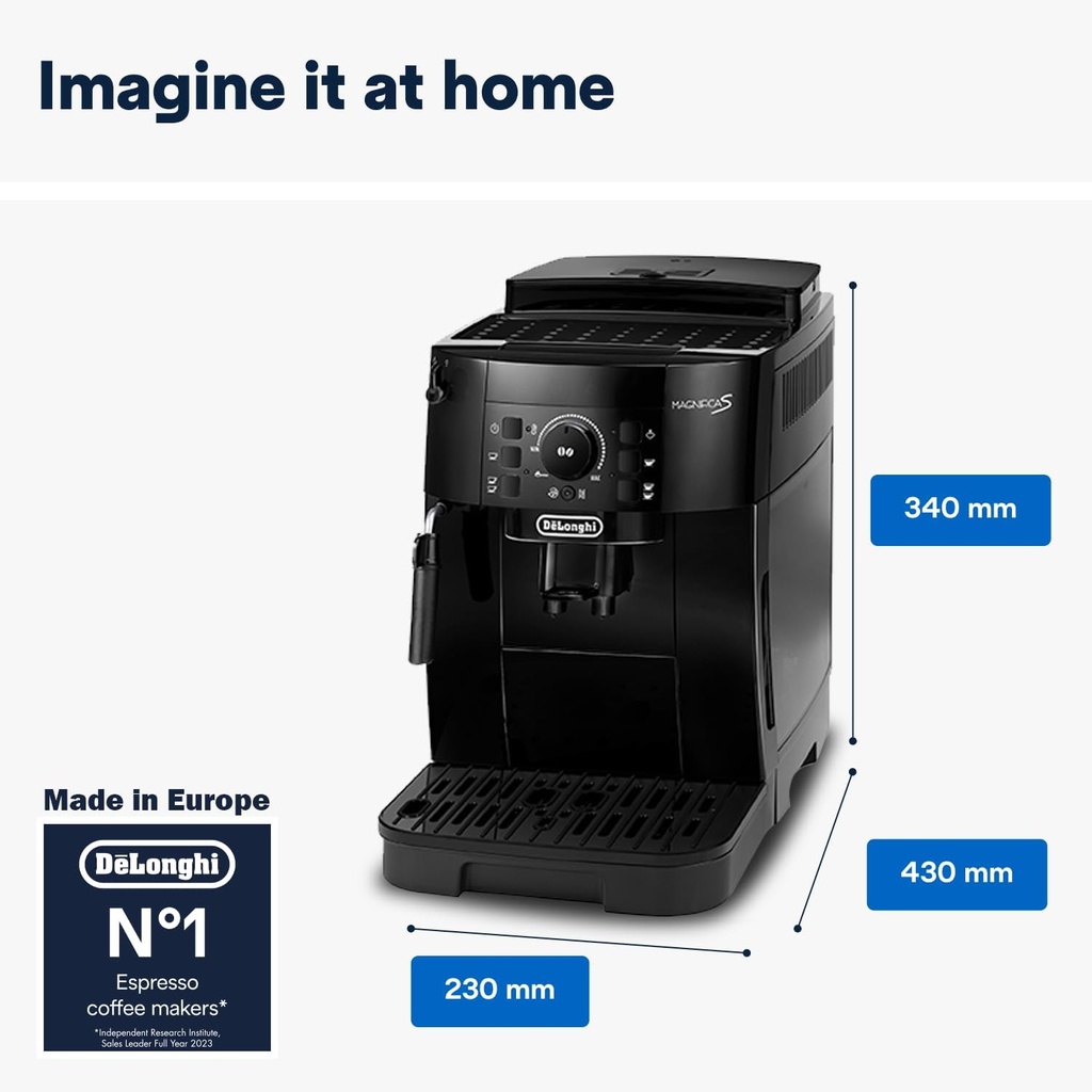 DE'LONGHI ECAM12.121.B Coffee Machine MAGNIFICA S Fully Automatic Bean to Cup, Ideal for Espresso, Americano, Cappuccino, Latte, Macchiato & Many More Coffee Recipes