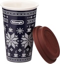 De'Longhi Thermal Mug DLSC076 Thermal Mug for Hot and Cold Drinks, Ceramic Thermos Flask, Double Walled, Non-Slip Silicone Lid, 300 ml Capacity