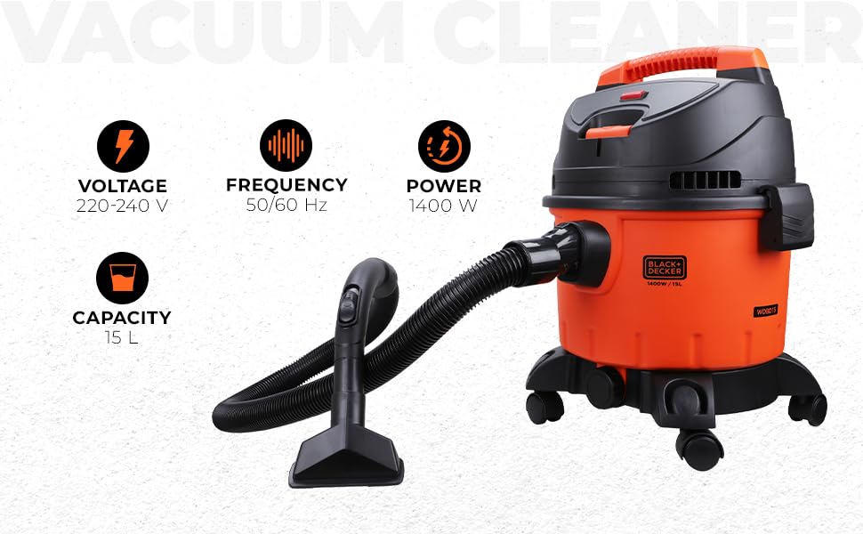 B+D WDBD15-B5  Wet & Dry Vacuum Cleaner, 1400W, 15L tank