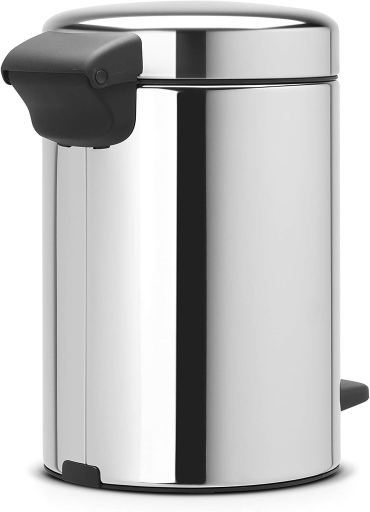 Brabantia NewIcon Pedal Bin, 3 litre, Plastic Bucket, Brilliant Steel