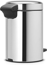 Brabantia NewIcon Pedal Bin, 3 litre, Plastic Bucket, Brilliant Steel
