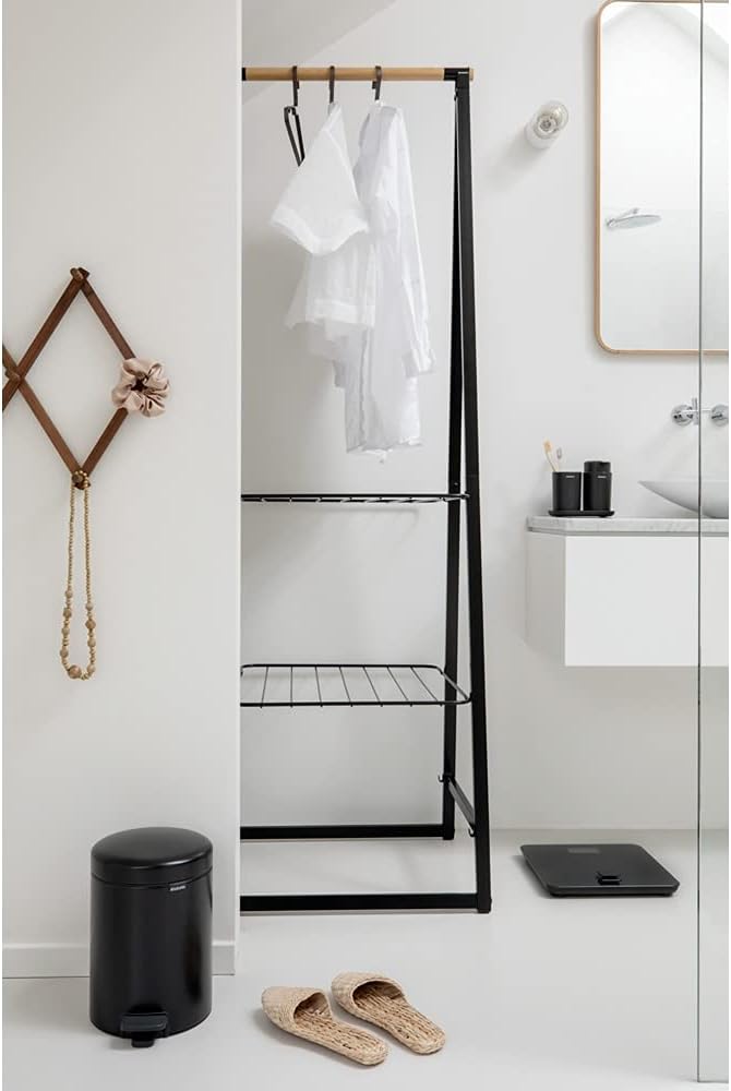 Brabantia NewIcon Pedal Bin, 3 litre, Plastic Bucket, Matt Black