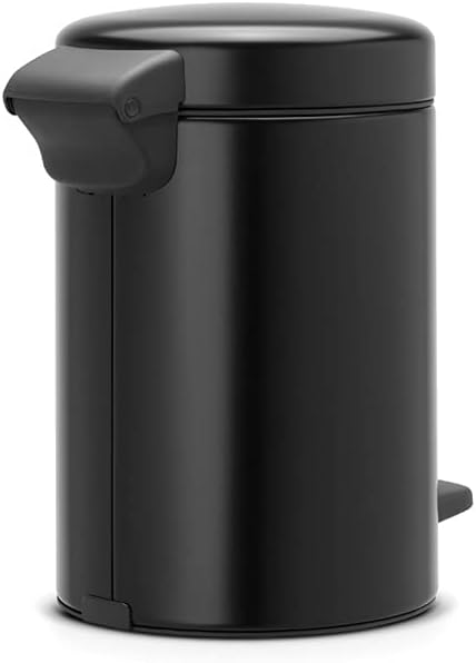 Brabantia NewIcon Pedal Bin, 3 litre, Plastic Bucket, Matt Black