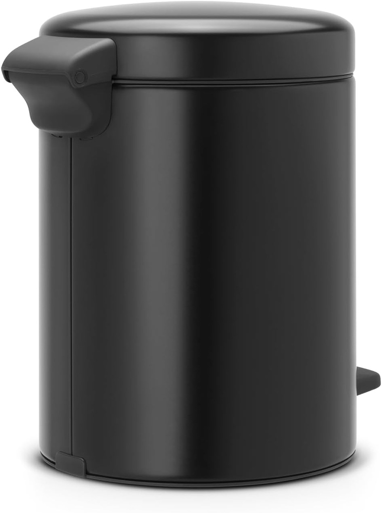 Brabantia NewIcon Pedal Bin, 5 litre, Plastic Bucket, Matt Black