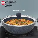 Hawkins Deep Kadhai ICK25G, 2.5 Litre, Induction Compatible,Ceramic,Nonstick with Glass Lid
