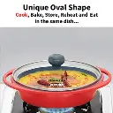 Hawkins Die Cast Oval Mini Casserole DCR75G Red 0.75 Litre with Glass Lid