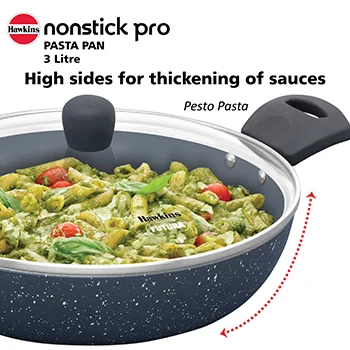 Hawkins Pasta Pan ICP26G, 26cm, Induction Compatible, Ceramic, Nonstick with Glass Lid