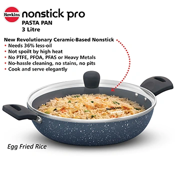 Hawkins Pasta Pan ICP26G, 26cm, Induction Compatible, Ceramic, Nonstick with Glass Lid