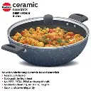 Hawkins Deep Kadhai ICK50G, 5 Litre, Induction Compatible,Ceramic,Nonstick with Glass Lid 