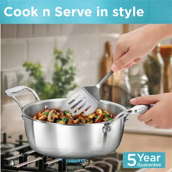 Hawkins SS Cook n Serve Bowl PSC30S, 3 Litre, Stainless Steel, Tri-ply PRO with Lid