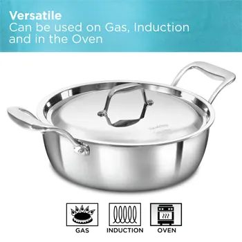 Hawkins SS Cook n Serve Bowl PSC30S, 3 Litre, Stainless Steel, Tri-ply PRO with Lid