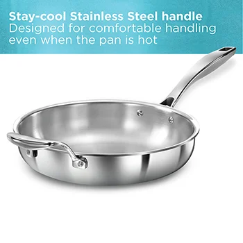 Hawkins SS Frying Pan PSF26, Stainless Steal, Induction Compatible, Tri-ply PRO, 26 cm