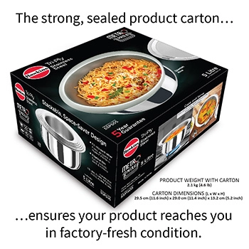 Hawkins SS Tri-ply Metro Patila 5 Litre SSP50S, Induction Compatible, Sauce Pan, Stainless Steal with SS Lid