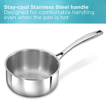 Hawkins SS Tri-ply PRO Sauce Pan PSSP25S, Stainless Steel, Induction compatible, 2.5 Litre with SS Lid