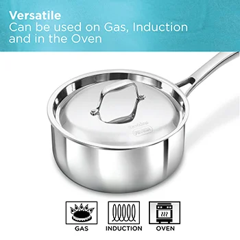 Hawkins SS Tri-ply PRO Sauce Pan PSSP25S, Stainless Steel, Induction compatible, 2.5 Litre with SS Lid