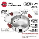 Hawkins SS Tri-ply Handi SSH50G, Stainless Steal, Induction Compatible, 5 Litre with Glass Lid