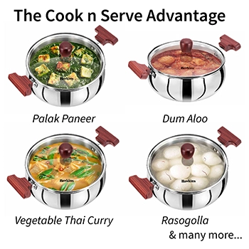 Hawkins SS Tri-ply Handi SSH50G, Stainless Steal, Induction Compatible, 5 Litre with Glass Lid