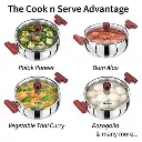 Hawkins SS Tri-ply Handi SSH50G, Stainless Steal, Induction Compatible, 5 Litre with Glass Lid