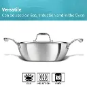 Hawkins SS Tri-ply PRO Deep-Fry Pan PSK25S, Induction Compatible,Stainless Steel,2.5 Litre with SS Lid