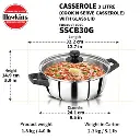 Hawkins SS Cook n Serve Casserole SSCB30G, 3 Litre, Stainless Steal, Induction Compatible  with Glass Lid
