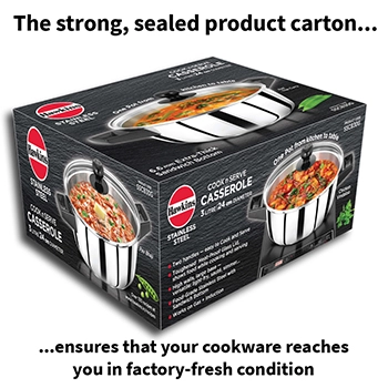 Hawkins SS Cook n Serve Casserole SSCB30G, 3 Litre, Stainless Steal, Induction Compatible  with Glass Lid