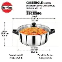 Hawkins SS Cook n Serve Casserole SSCB50G, 5 Litre, Stainless Steal, Induction Compatible  with Glass Lid