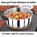 Hawkins SS Cook n Serve Casserole SSCB50G, 5 Litre, Stainless Steal, Induction Compatible  with Glass Lid
