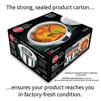 Hawkins SS Tri-ply Metro Patila 3 Litre SSP30S, Induction Compatible, Sauce Pan, Stainless Steal with SS Lid
