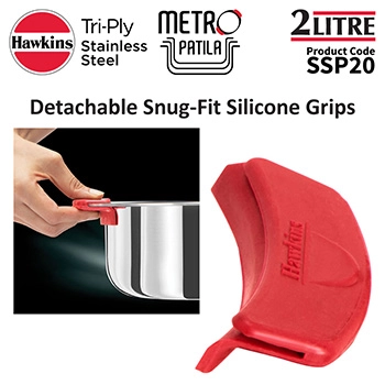 Hawkins SS Tri-ply Metro Patila 2 Litre SSP20, Induction Compatible, Sauce Pan, Stainless Steal