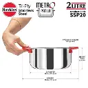 Hawkins SS Tri-ply Metro Patila 2 Litre SSP20, Induction Compatible, Sauce Pan, Stainless Steal