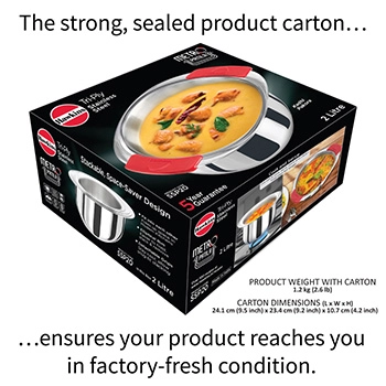 Hawkins SS Tri-ply Metro Patila 2 Litre SSP20, Induction Compatible, Sauce Pan, Stainless Steal