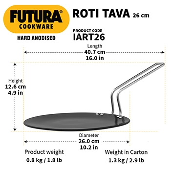 Futura Roti Tava IART26, 26cm, Induction Compatible, Hard Anodised  (4.88 mm Thick)
