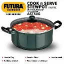 Futura Cook-n-Serve Stewpot AST50G Hard Anodised 5 Litre with Glass Lid (4.06 mm Thick) 