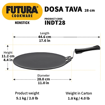 Futura Chapati Dosa Tava, INDT28, Nonstick, Induction Compatible, 28 cm