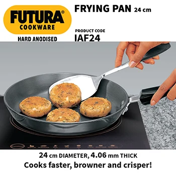 Futura Frying Pan IAF24 24 cm Induction Compatible Hard Anodised  (4.06 mm Thick)