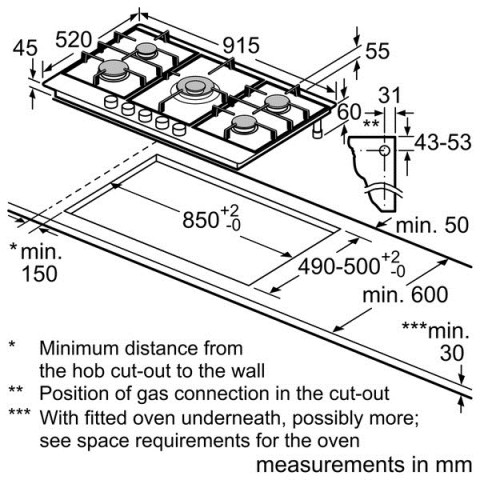 BOSCH BI HOB PCR915B91E/PCR9A5B90 90CM 5G SS DUAL WOK