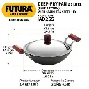 Hawkins Deep-Fry Pan IAD25S, Induction Compatible, Hard Anodised 2.5 Litre with Stainless Steel Lid (Flat Bottom, 4.06 mm Thick)