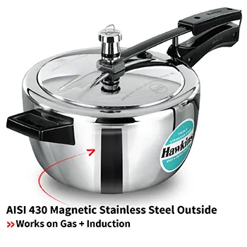 Hawkins Pressure Cooker HSST35 Tri-Ply Stainless Steel 3.5 Litre (Works on Gas+Induction)