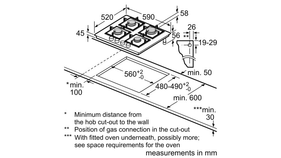 BOSCH BI HOB PPP6A6B20 60CM 4G BLK GLASS FRON 
