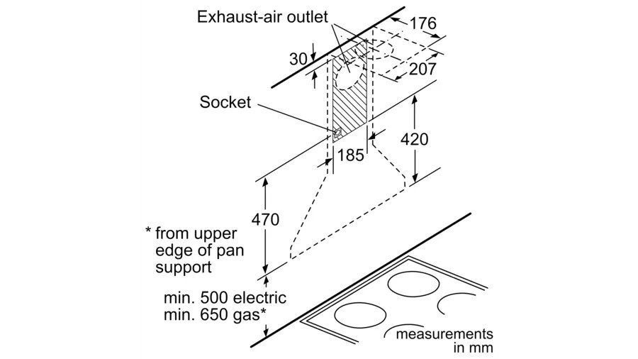 BOSCH BI HOOD DWP64CC50Z 60CM SS CHIMNEY WALL MOUNTED