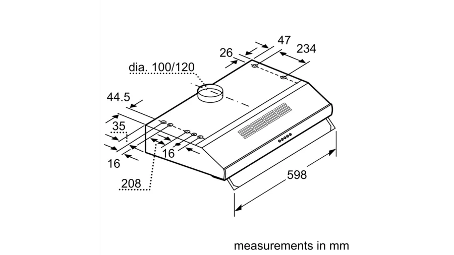 BOSCH BI HOOD DHU665CGB 60CM SS UNDER CABINET