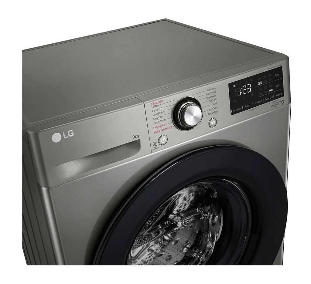 LG F4R3VYG6P Front Load Washing Machine, 9KG - AI DD Technology, Steam Technology, Wi-Fi ThinQ™